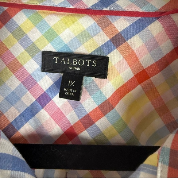 Talbots Sz:1X Multicolor Pastel
Plaid Long Sleeve Blouse Shirt Top - Picture 9 of 13